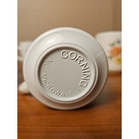 Vintage Corning Cornerstone 4 Mugs & Creamer Set. Royal Garden Pattern 70's Vibe - Picture 5 of 6